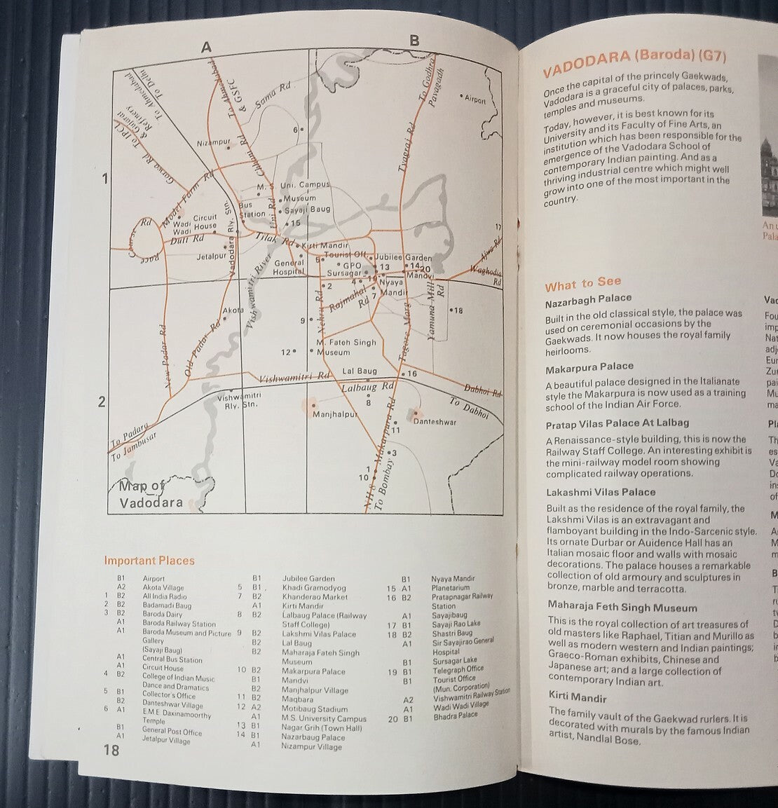 AOP India vintage tourist brochure GUIDE MAP OF GUJARAT 52x85cm