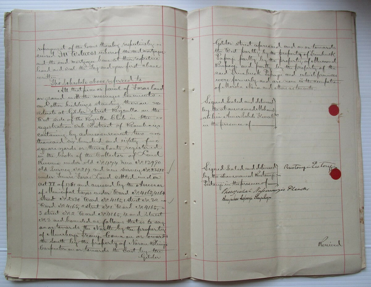 India 1907 Deed of Charge document with Special Adhesive QV 8R & KEdVII 10R, 50R