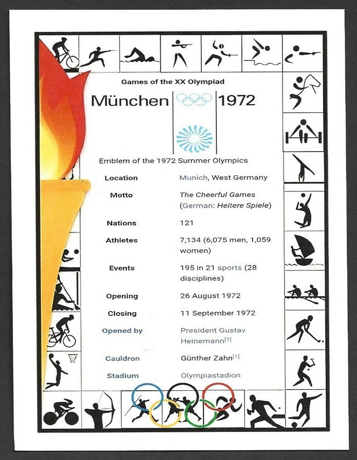 India 2024 Paris Olympics maxi card wth 1972 Munich West Germany Olympics cachet