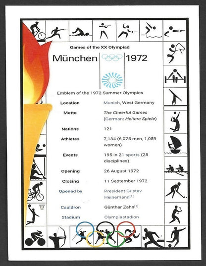 India 2024 Paris Olympics maxi card wth 1972 Munich West Germany Olympics cachet