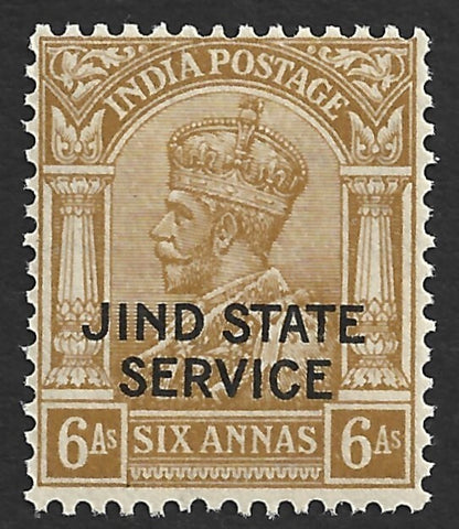 India Jind State KGV 1927-37 6a MNH. SG O55w £9