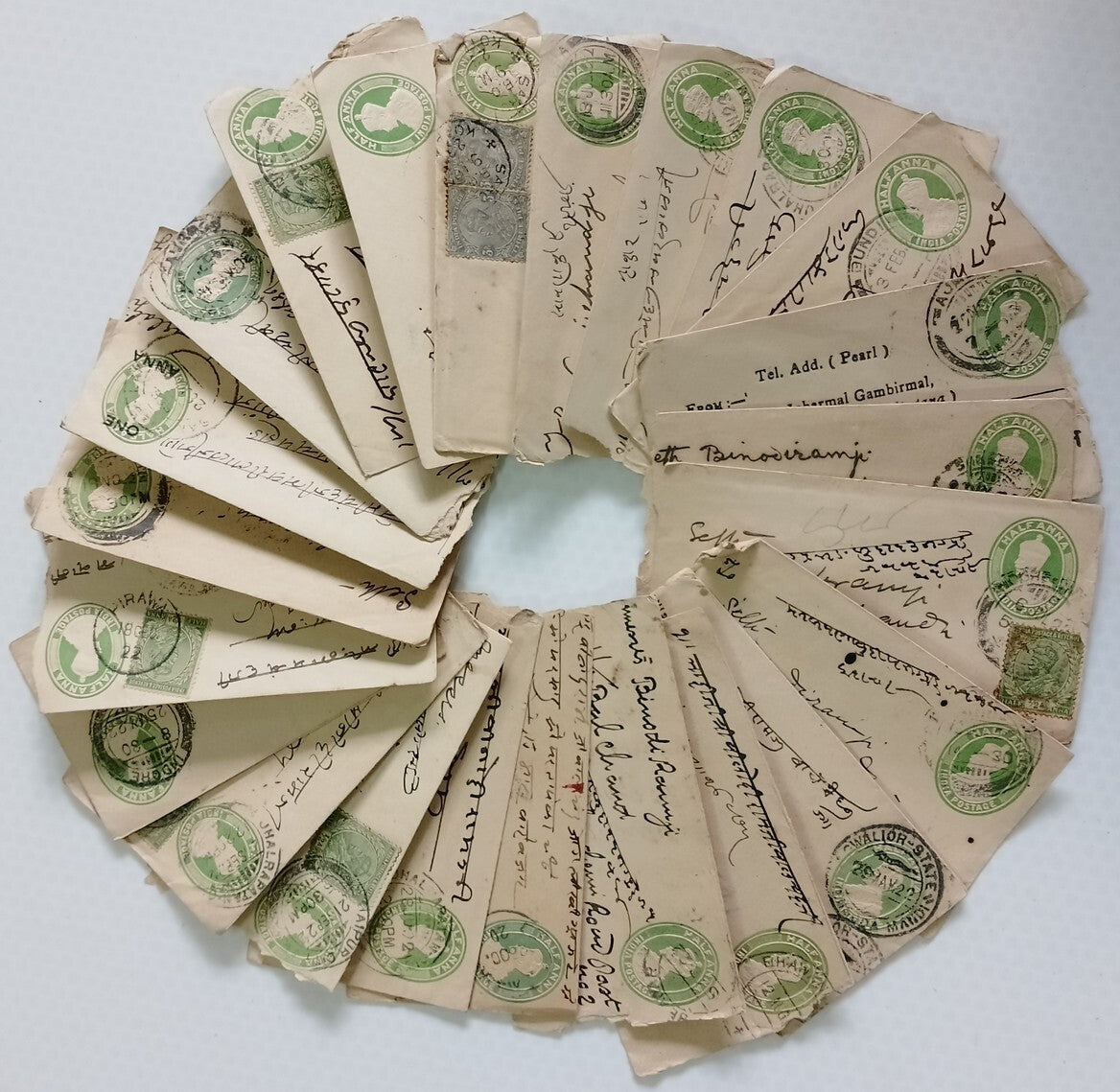 AOP India KGV 1/2a green envelopes x 100 selected for condition WHOLESALE