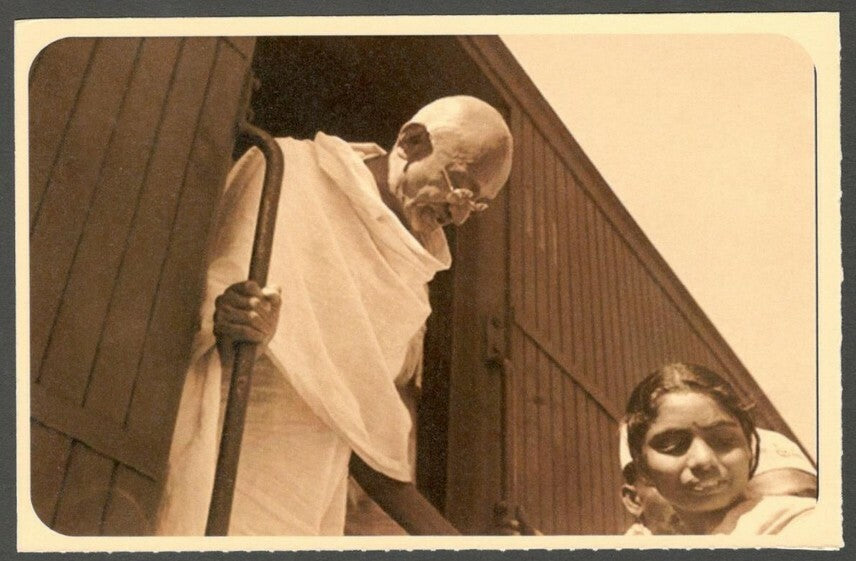 AOP India full back pictorial 50p Gandhi postal card GANDHI 