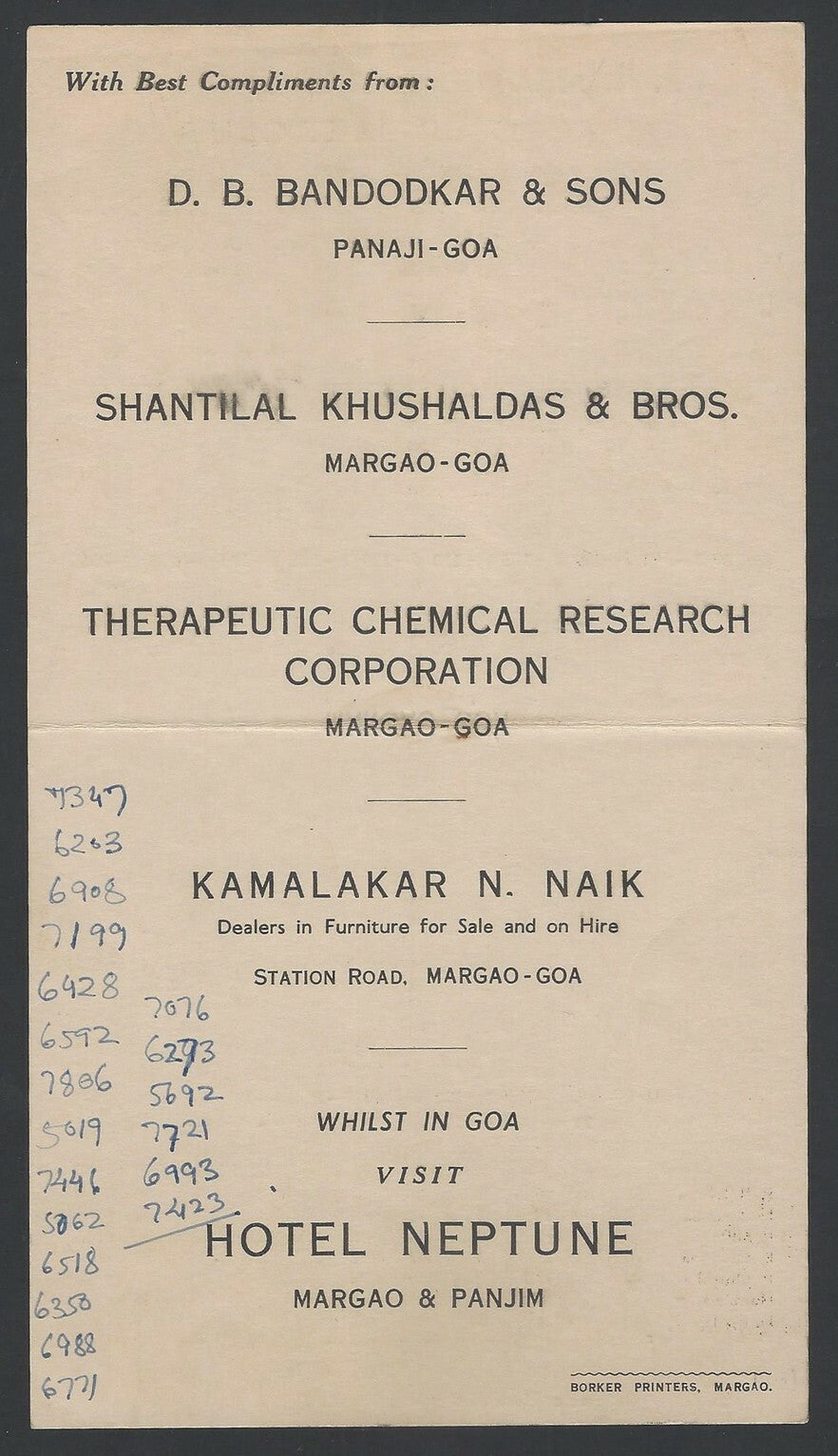 India Cricket 1958 scorecard Wankhede XI vs Bandodkar XI