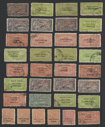 India Travancore State collection of 50 different stamps incl. perforations