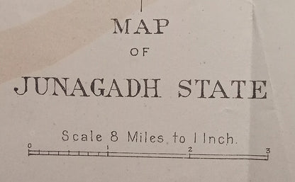 AOP India 1910 MAP of Junagadh State 33 x 42cm