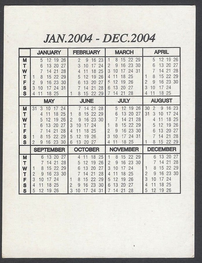 AOP2 India Bollywood 2004 pocket calendar BIPASHA BASU 