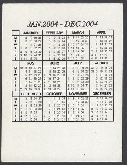AOP2 India Bollywood 2004 pocket calendar BIPASHA BASU 