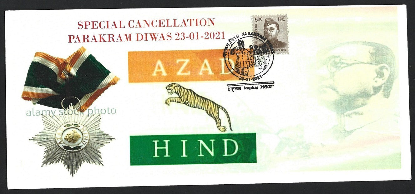 India 2021 Netaji Jayanti Subhas Chandra Bose special cover with label
