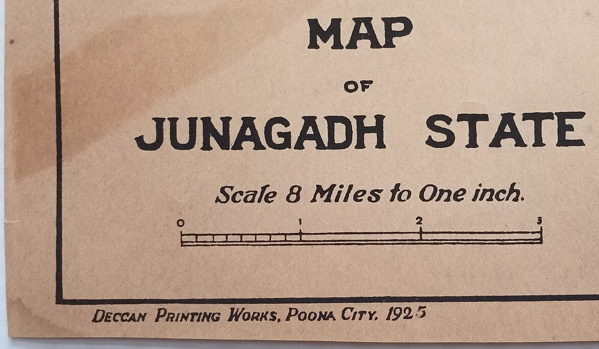 AOP India 1925 MAP of Junagadh State 33x47cm