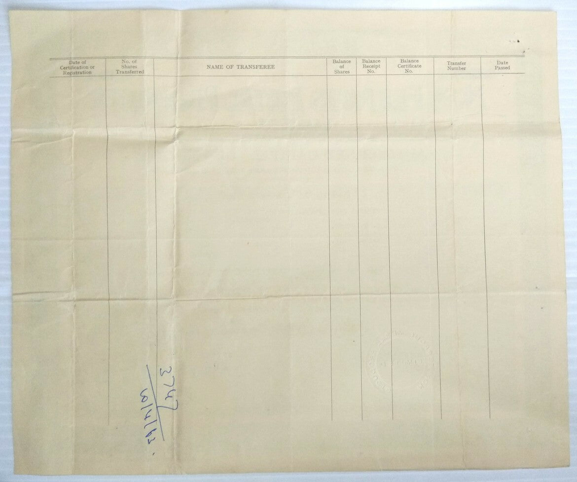 India Non Ferrous Metal Products Ltd 1952 share certificate