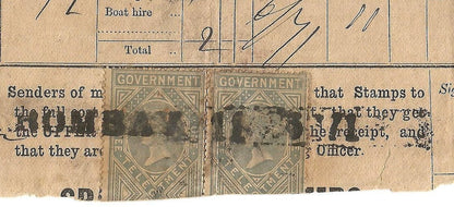 India QV Telegraph stamps 1R Die 1 pair on 1871 receipt