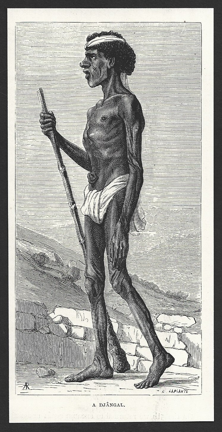 India A DJANGAL engraved print ex libris Rousslet 1876 3.5"x7"