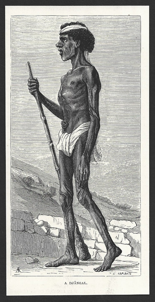 India A DJANGAL engraved print ex libris Rousslet 1876 3.5"x7"