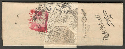 India Jaipur 1898 pre stamp cover red paid hs Malpura to Dooni	