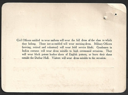 Duke of Connaught INDIA VISIT 1921 PROVINCIAL DURBAR, Lahore crested pass unused