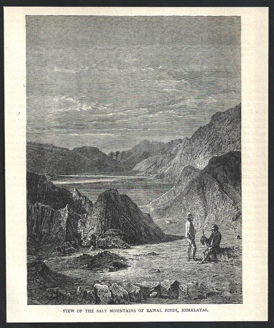 India SALT MOUNTAIN OF RAWAL PINDI engraved print - Rousslet 1876 7"x5.5"