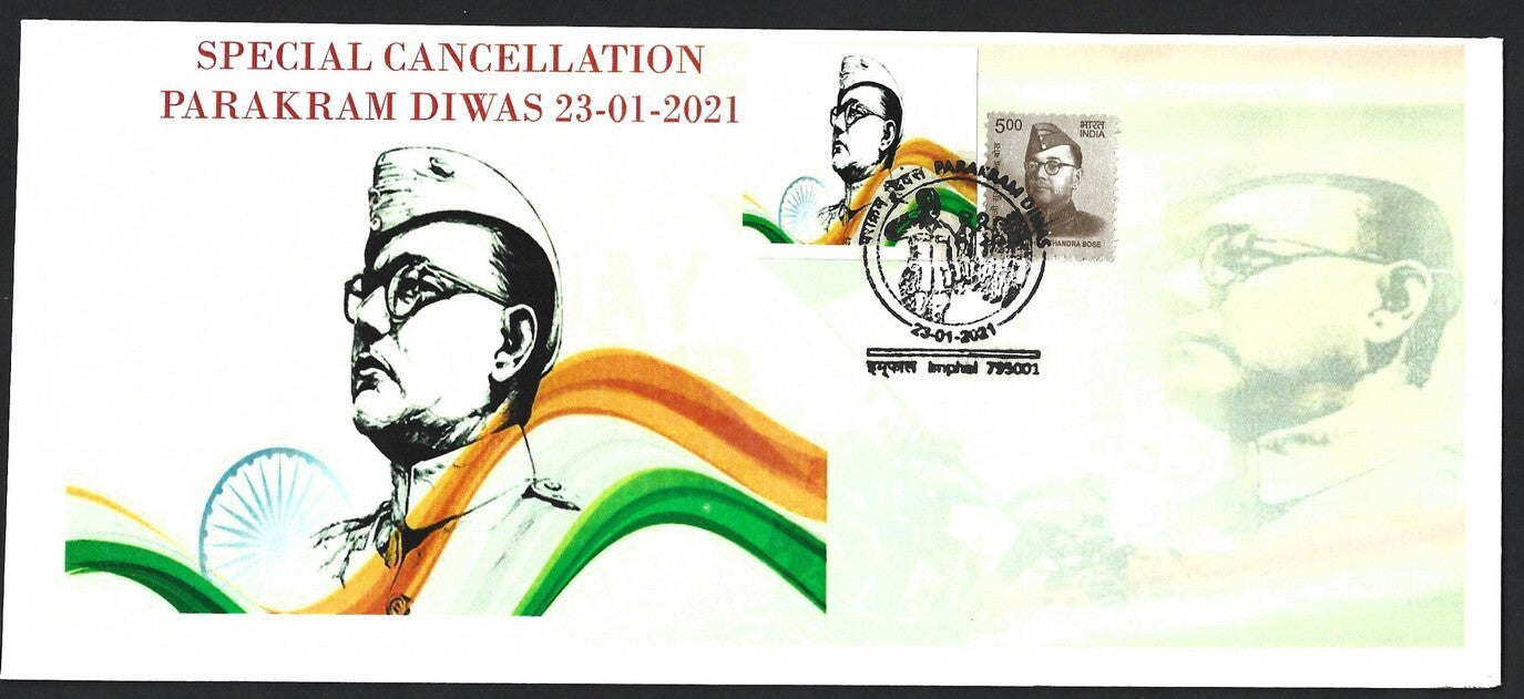 India 2021 Netaji Jayanti Subhas Chandra Bose special cover with label