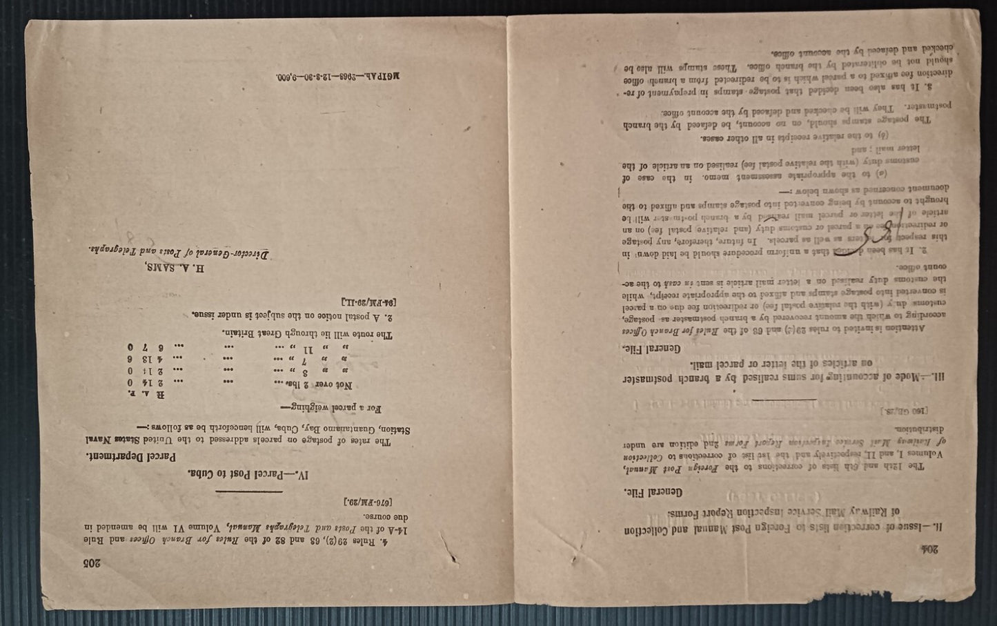 India 1929 DG'S POSTAL CIRCULAR Routes for Correspondence to & from PORT BLAIR