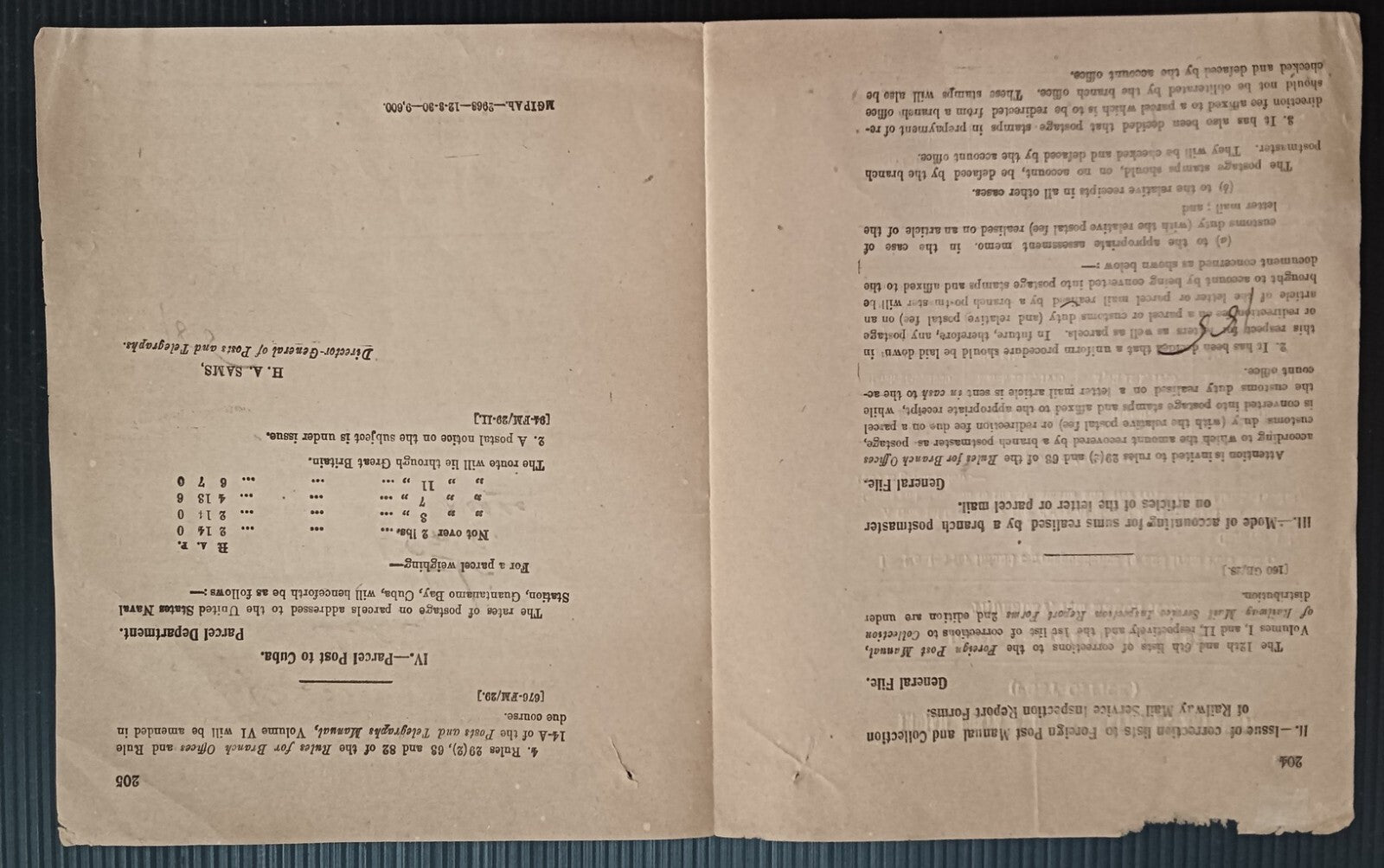 India 1929 DG'S POSTAL CIRCULAR Routes for Correspondence to & from PORT BLAIR