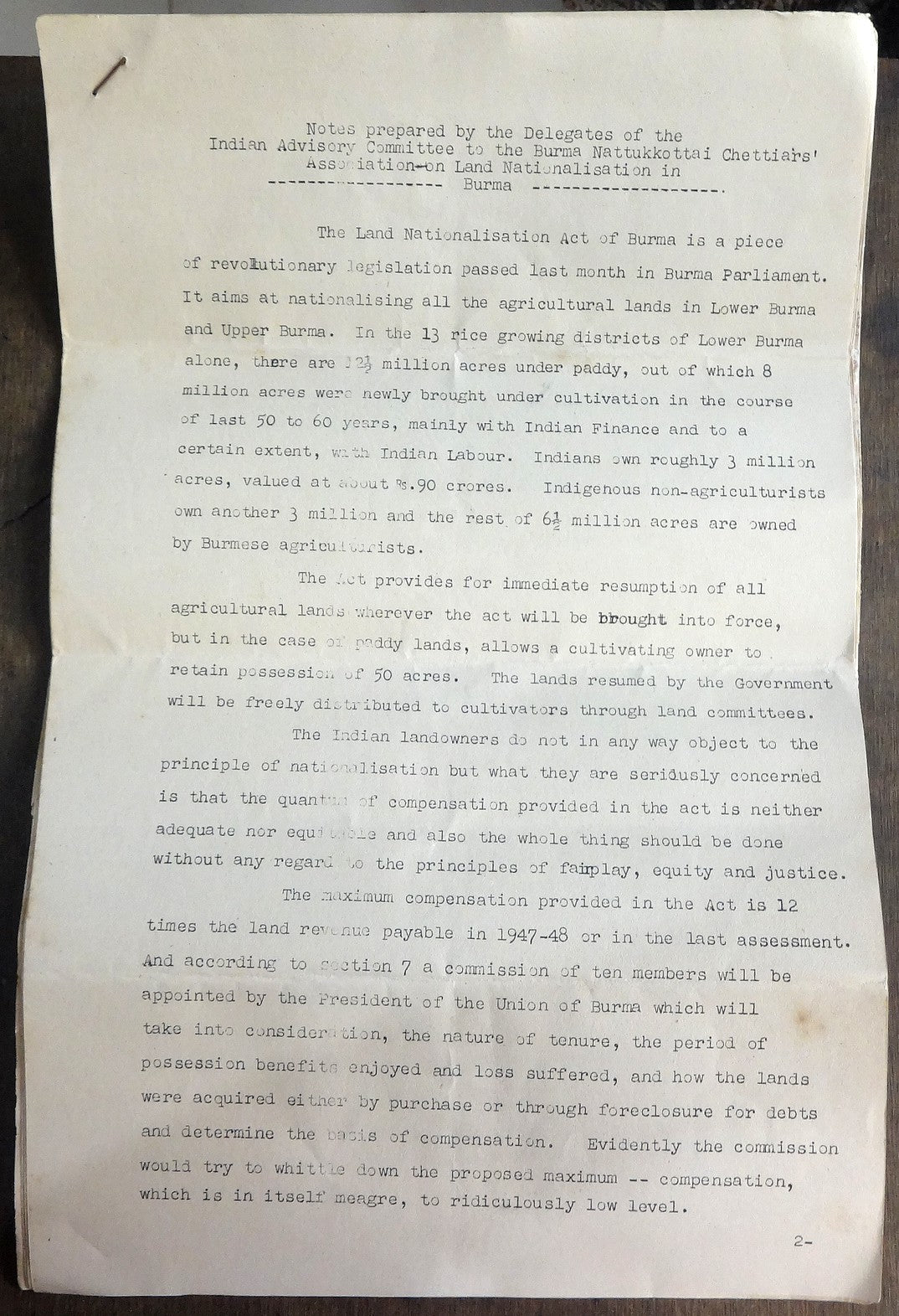 Burma 1948 letter & documents to Jawaharlal Nehru re: Indian Land confiscation
