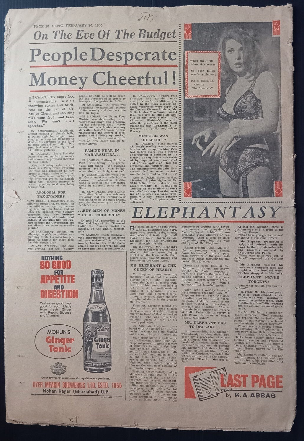 BLITZ Feb 26, 1966 issue INDIAN AIRLINES STINKS WITH SCANDALS