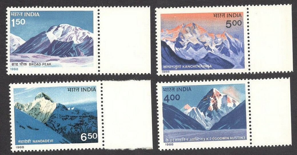 India 1988 Himalayan Peaks set of 4 MNH	