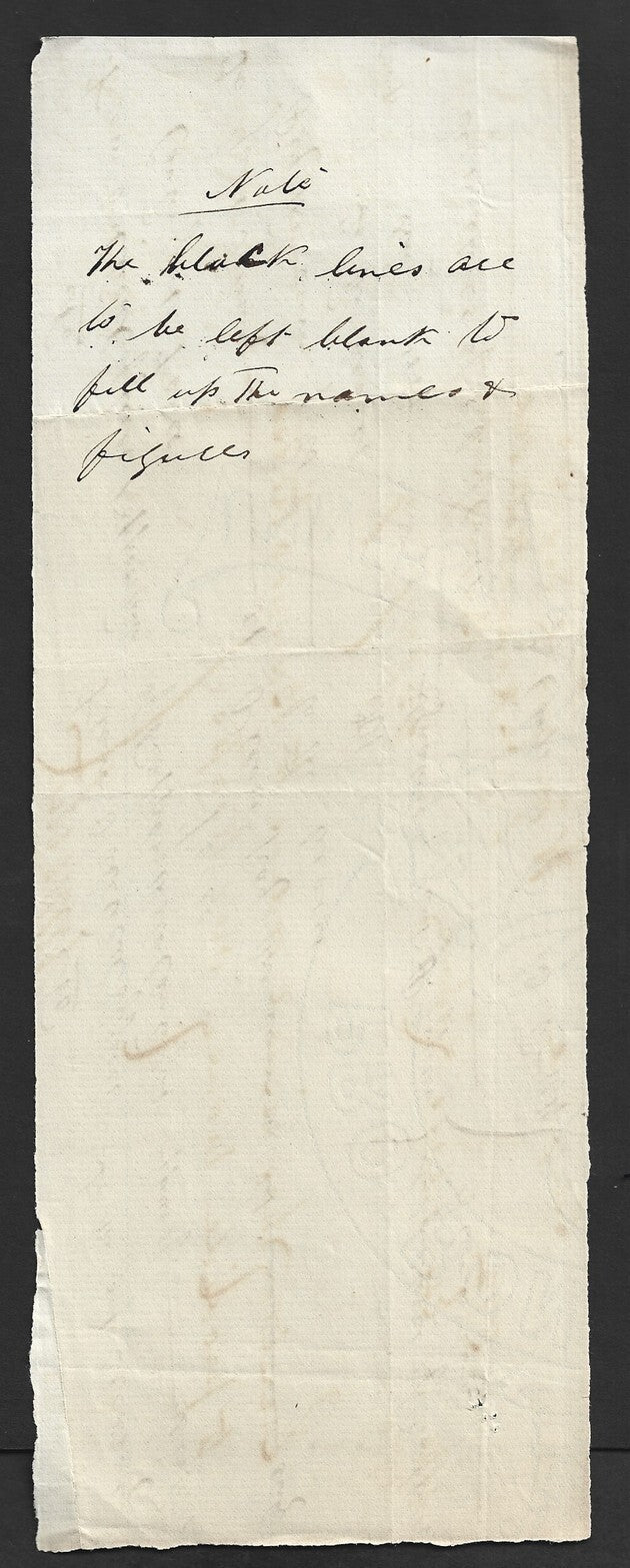 India 1879 hand drawn check cheque Political Agent of Kaputhala Contingent Force