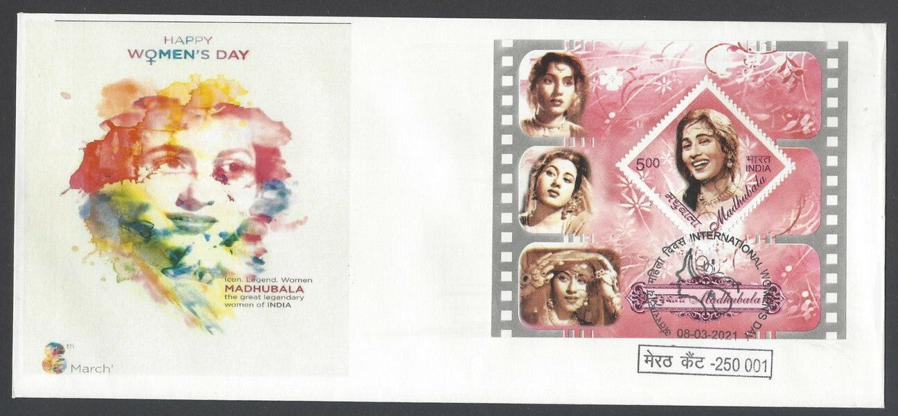 AOP India 2021 WOMEN'S DAY event cover with 2008 Madhubala MS