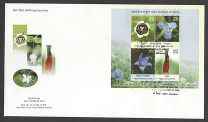 India 2013 Wild Flowers of India set of 3 miniature sheet MS on 3 FDCs
