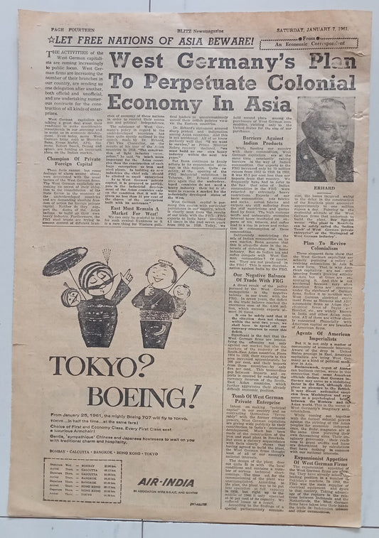 AOP BLITZ page 1961 Jivaros Shrink a Human Head, Air India Tokyo ? Ad R