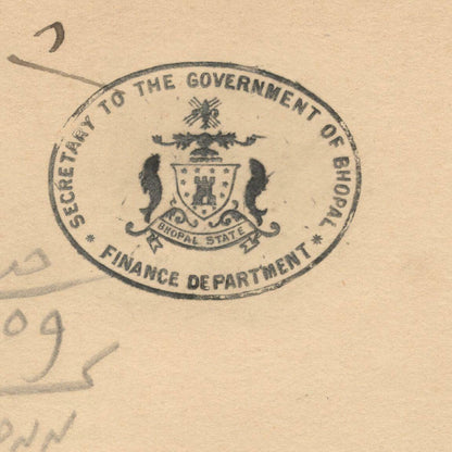 AOP India 1937 crested letter Secretary of the Government of Bhopal 