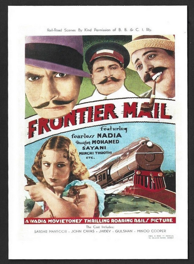 India Bollywood Wadia Movietone pc showing poster FRONTIER MAIL Fearless Nadia