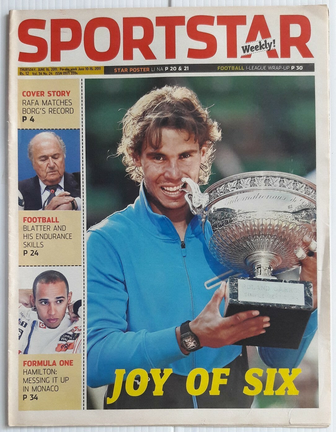 India Sportstar 2007-11 TENNIS cover issues 10” X 13” (5)
