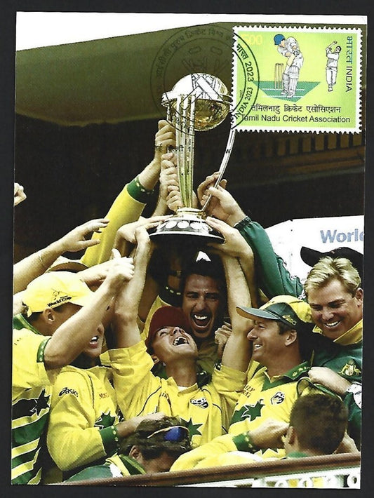 India 2023 ICC Cricket World Cup postcard STEVE WAUGH