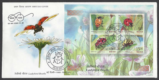 India 2011 Ladybird Beetle miniature sheet MS FDC