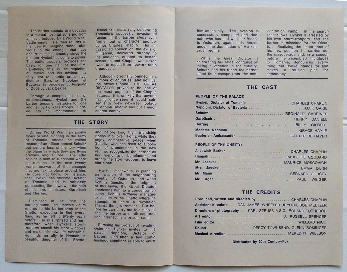 India herald for 1970s release of 1940 THE GREAT DICTATOR Chalie Chaplain