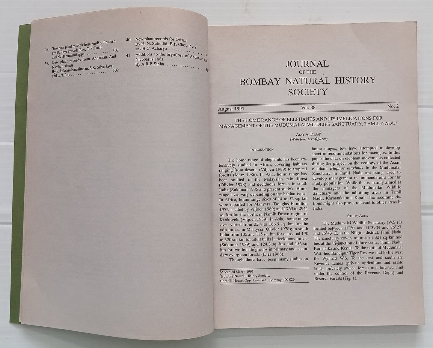 AOP India JOURNAL OF THE BOMBAY NATURAL HISTORY SOCIETY August 1991
