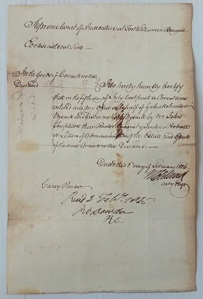 AOP India 1823 Supreme Court, Fort Williams, Calcutta document