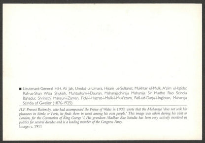 India 2010 Princely States maxi card - Maharaja Madho Rao Scindia of Gwalior