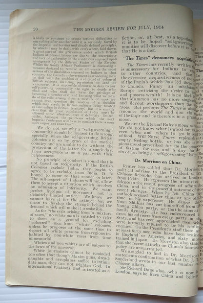 India THE MODERN REVIEW July 1914 Gandhi South Africa Commission 112pgs