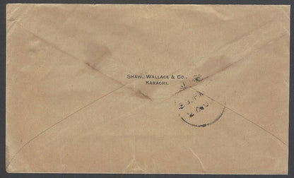 AOPIMT India KEdVII 1909 cover canc KARACHI dc