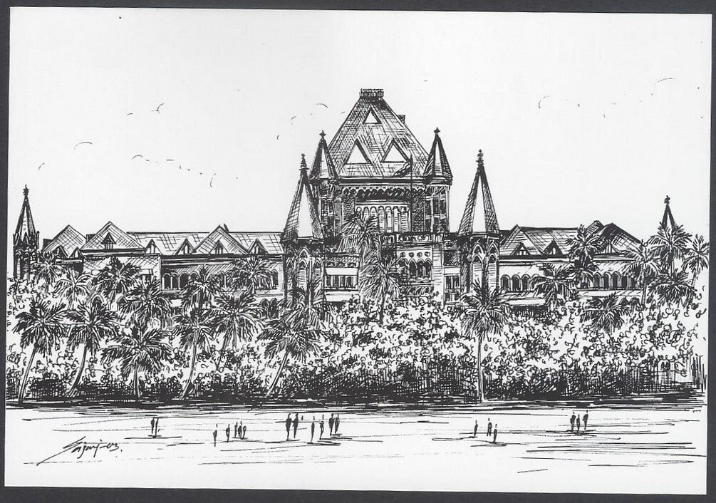 AOP India BOMBAY sketch postcard BOMBAY HIGH COURT