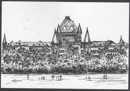 AOP India BOMBAY sketch postcard BOMBAY HIGH COURT