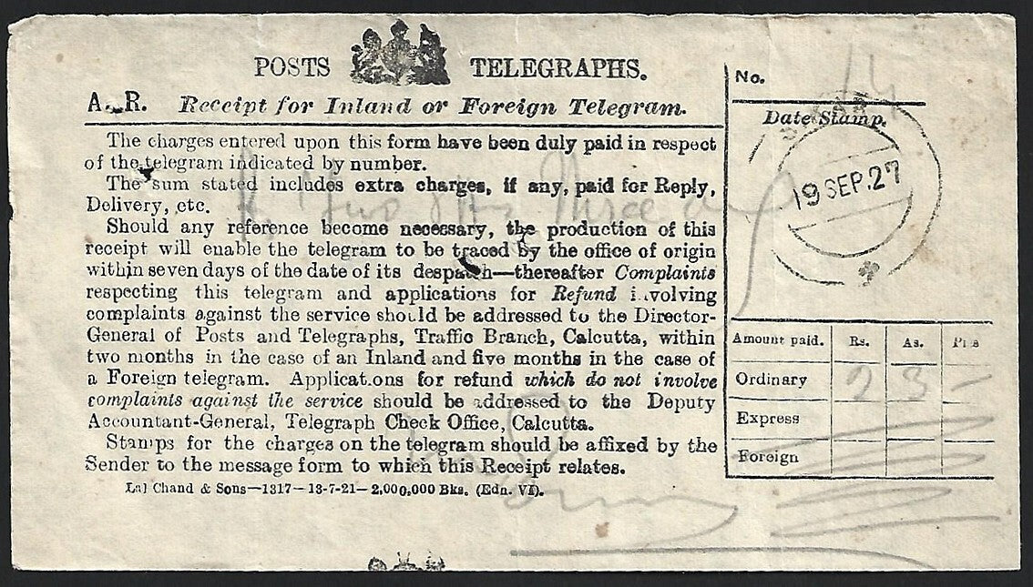 India 1908-35 telegrams (7)
