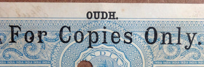 India Queen Victoria 2as blue stamp paper with OUDH overprint