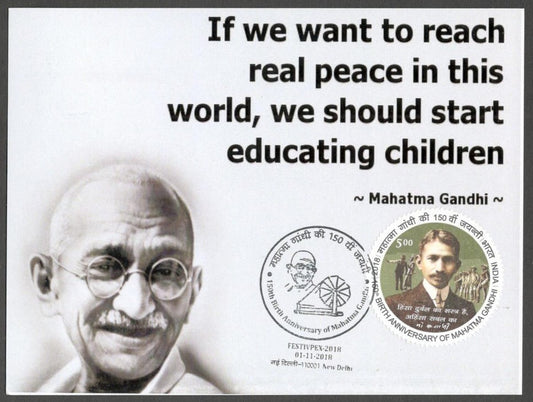 AOP India MAHATMA GANDHI 150th Birth Anniversary Year slogan on Special card