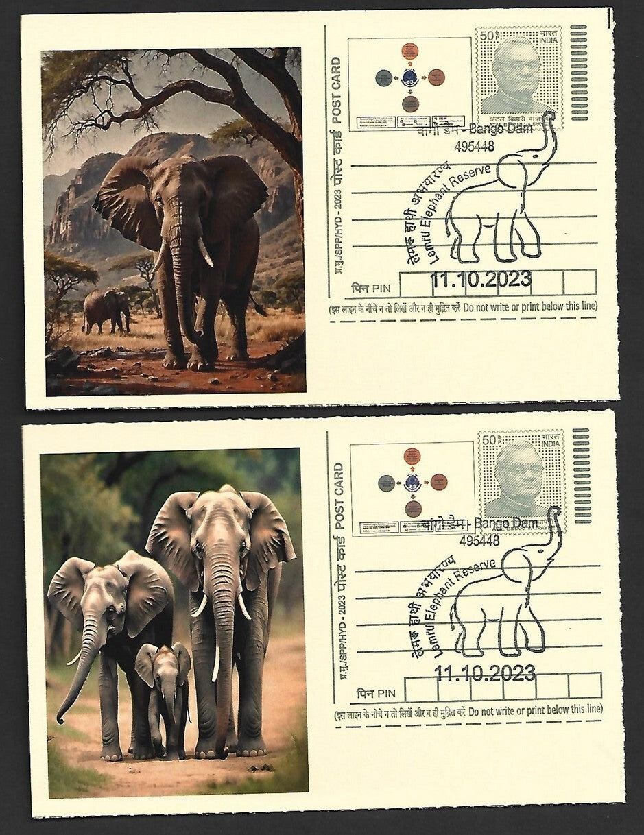 India ELEPHANTS 2023 Lemru Elephant Reserve pictorial commemorative postcards x8