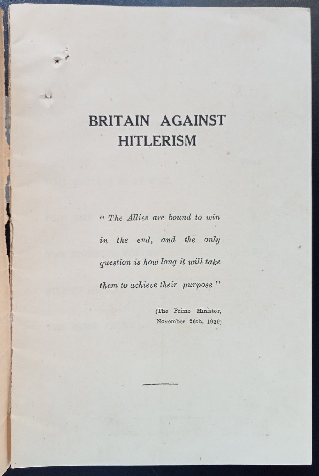 India WW2 BRITAIN AGAINST HITLERISM 27 page propaganda booklet