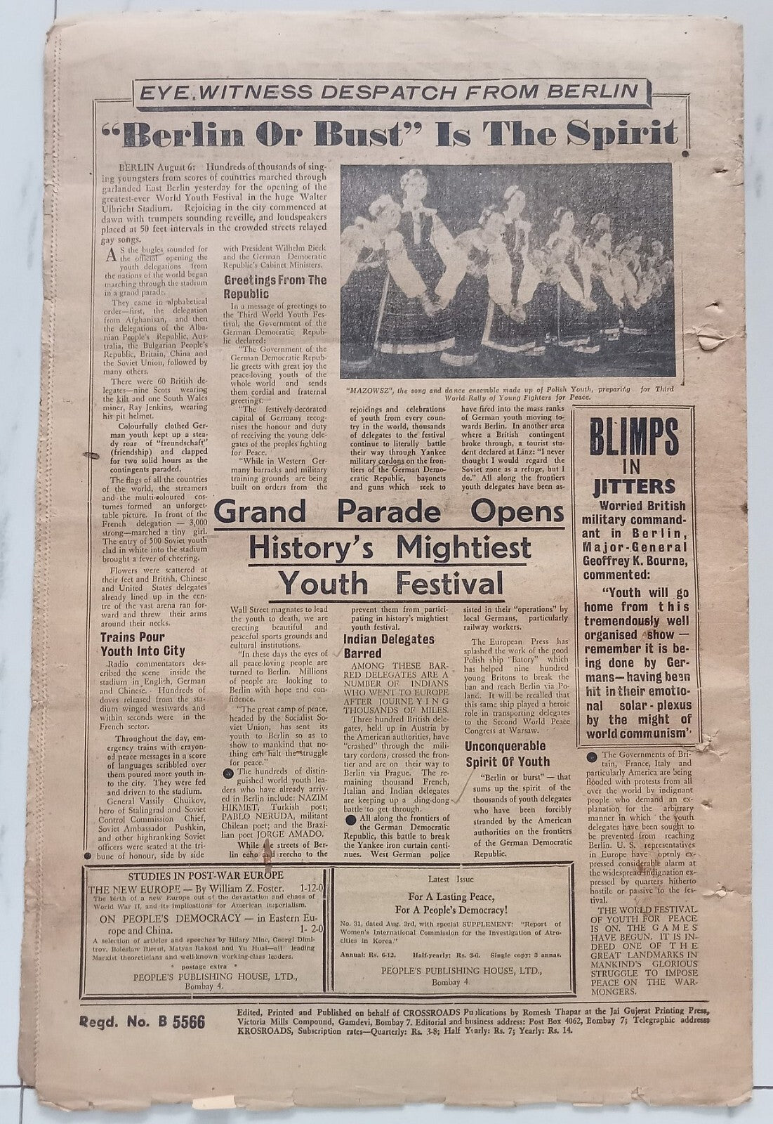 AOP India Cross Roads newspaper 1951 BAJPAI DOES A JOB FOR TRUMAN R